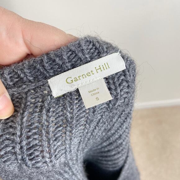 Garnet Hill Gray Ribbed Scoop Neck Sweater Oversized Size Small - Picture 4 of 4
